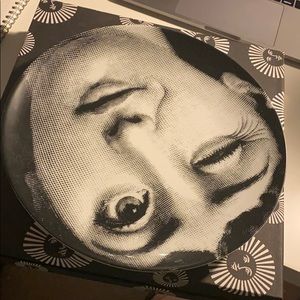 Fornasetti winking woman plate White black ceramic